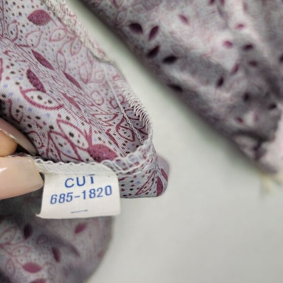 80s Size 8 Flowy Neck Tie Leaf Print Blouse Feminine Romantic Dainty Whimsical - Picture 8 of 12